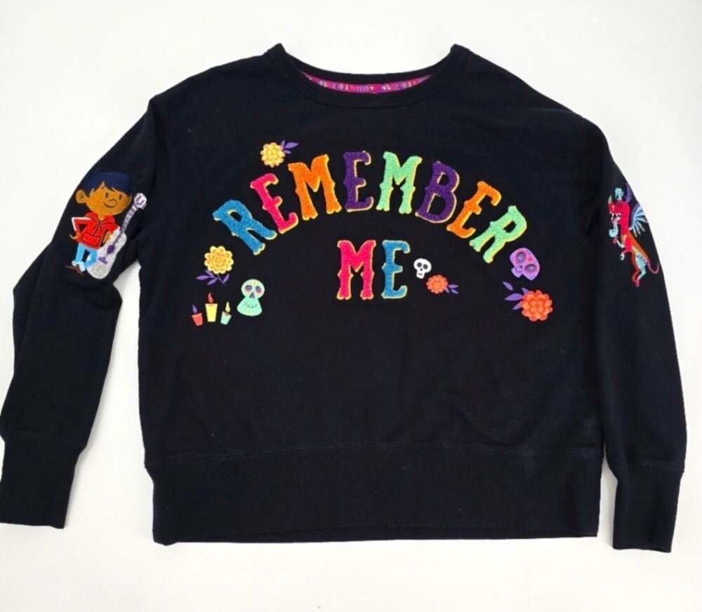 Disney Coco 'Remember Me' Miguel and Dante Embroidered Black Sweatshirt